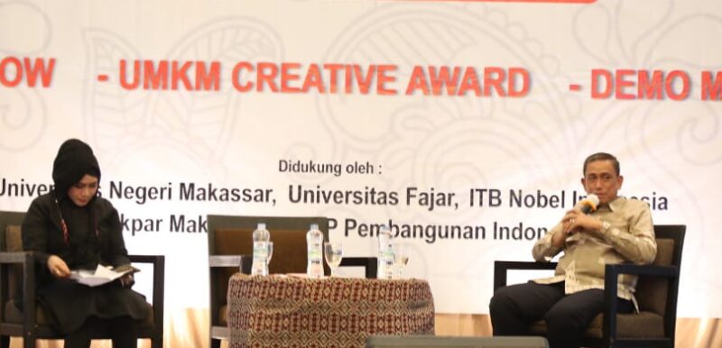 Bupati Wajo, Amran Mahmud saat menjadi narasumber di APINDO UMKM Expo 2022 di Hotel Claro Makassar, Senin (22/11/2021).--ullah-
