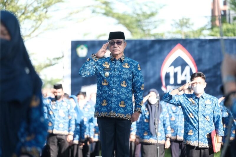 Wakil Bupati Gowa Abd Rauf Mallaganni jadi Inspektur Upacara Peringatan Harkitnas Tingkat Kabupaten Gowa di Lapangan Upacara Kantor Bupati Gowa, Jum,at (20/05/2022).
