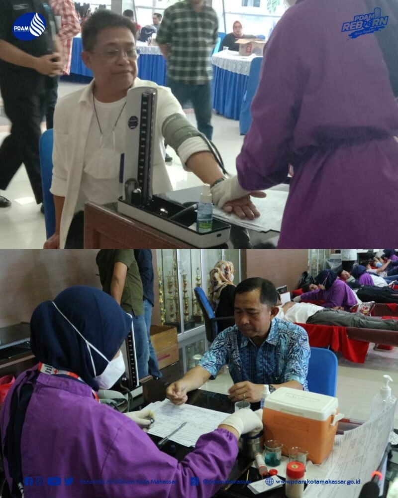 PDAM Kota Makassar gelar donor darah menggandeng PMI Sulsel di Aula Tirta Dharma, Jalan Dr. Sam Ratulangi, Jumat (02/09/2022).