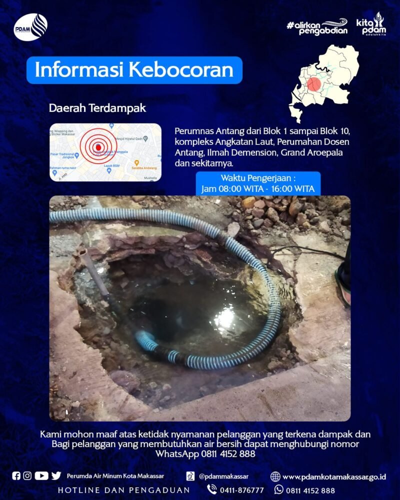 Pipa Bocor di Manggala, Beni Iskandar, PDAM Makassar, Terkini