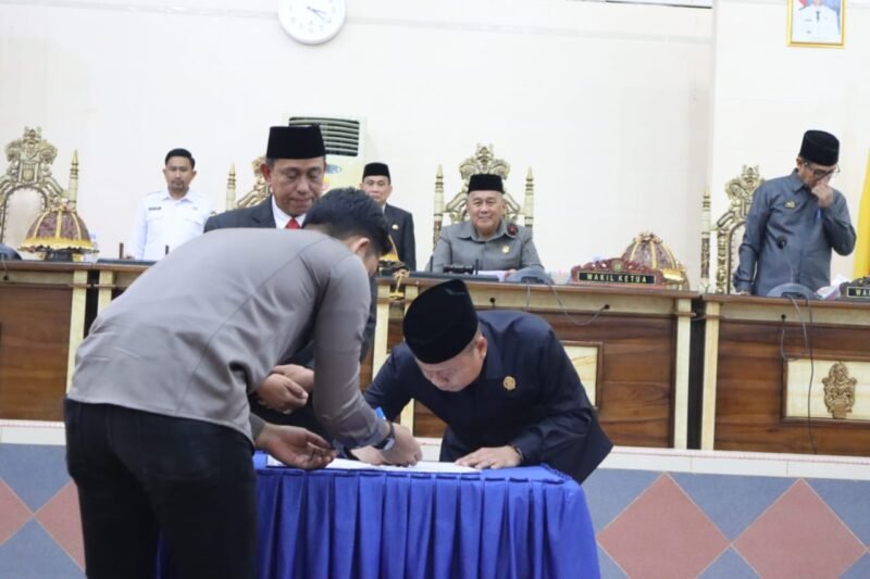 Ketua DPRD Wajo H Andi Al;auddin Palaguna menandatangani berita acara keepakatan bersama KUA PPAS tahun 2024