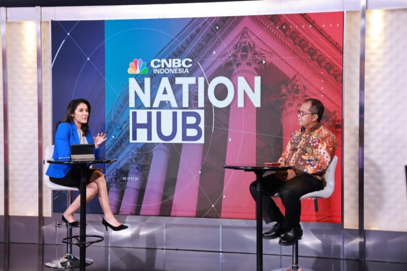 Wali Kota Makassar, Danny Pomanto mempresentasikan strategi Kota Makassar mencapai pertumbuhan ekonomi tumbuh pesat dalam program Nation Hub CNBC, Jakarta, Rabu, (25/10/2023)
