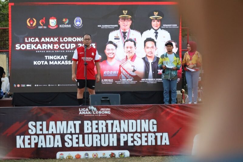 Wali Kota Makassar Moh Ramdhan Pomanto secara resmi menutup turnament Liga Anak Lorong Soekarno Cup 2023 Tingkat Kota Makassar, Senin (16/10/2023) petang