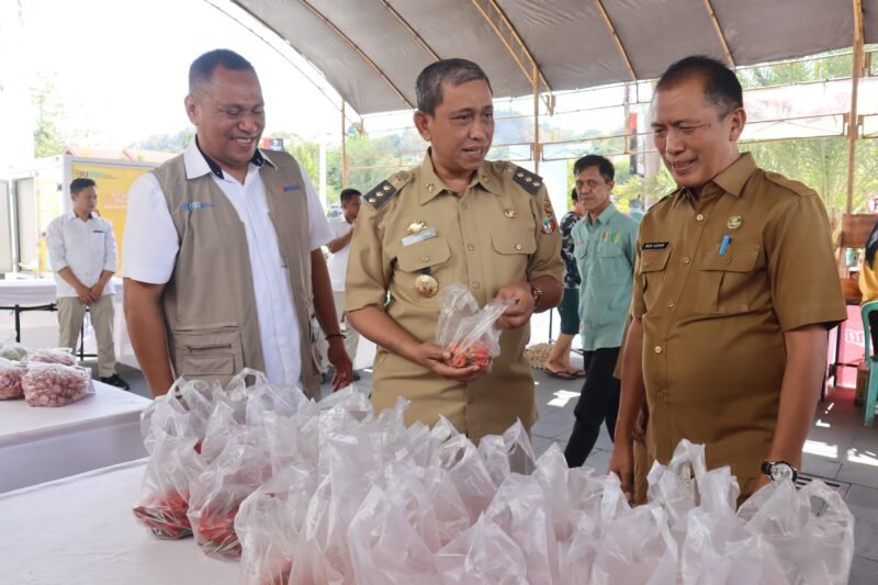 Bupati Wajo, Amran Mahmud menghadiri langsung sekaligus meninjau Gerakan Pangan Murah yang digelar Pemerintah Kabupaten Wajo bersama Bulog Cabang Wajo di halaman Masjid Agung Ummul Quraa' Sengkang, Senin (16/10/2023).