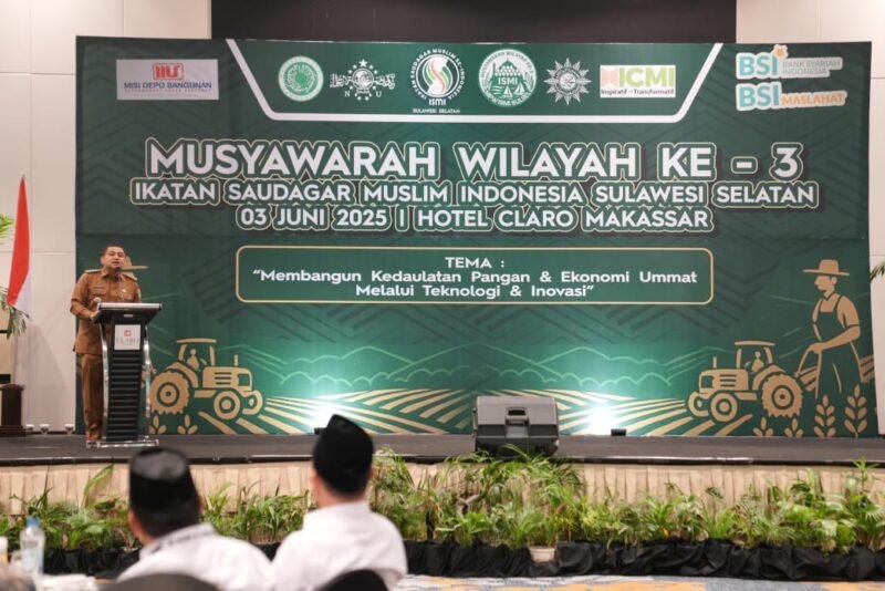 Wali Kota Makassar, Munafri Arifuddin, menghadiri Musyawarah Wilayah (Muswil) ke-3 Ikatan Saudagar Muslim Indonesia (ISMI) Sulawesi Selatan yang digelar di Hotel Claro Makassar, Selasa (3/6/2025)