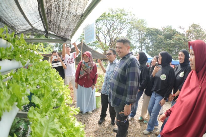 Wali Kota Makassar, Munafri Arifuddin menghadiri peluncuran program urban farming yang digelar KWT Talas, Jalan Sunu, Kompleks Unhas, Minggu (3/8/2025) pagi