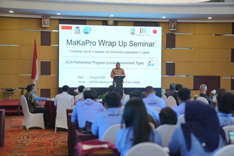 Munafri Arifuddin menghadiri MaKaPro Wrap Up Seminar, penutupan proyek kerja sama teknis antara Pemerintah Kota Makassar, Kawasaki City (Jepang), dan JICA Indonesia yang berlangsung di Hotel Aston Makassar, Kamis (7/8/2025)