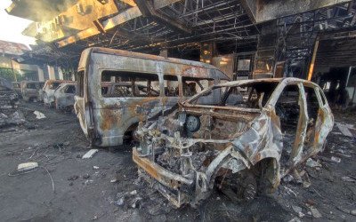 Kondisi Kantor DPRD Kota Makassar, Selasa (2/9/2025)