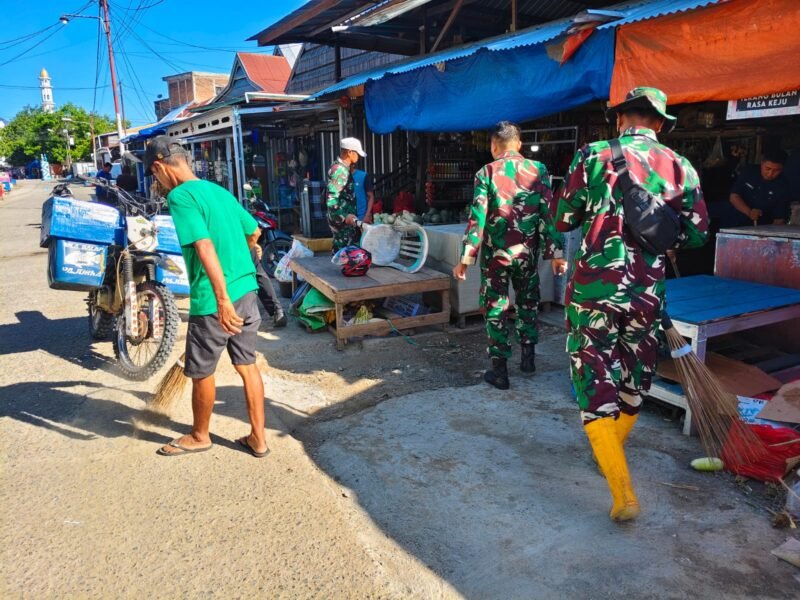 Koramil 1406-04/Belawa yang dipimpin oleh Serma Ilyas selaku Batuud 04/Belawa melaksanakan kegiatan Karya Bhakti bersama masyarakat Kelurahan Belawa, Kecamatan Belawa, Kabupaten Wajo, pada Jumat (20/2/2026)