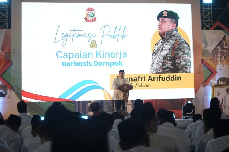 Refleksi satu Tahun kepemimpinan pasangan dengan tagline MULIA di Lapangan Karebosi, Makassar, Jumat (20/2/2026)