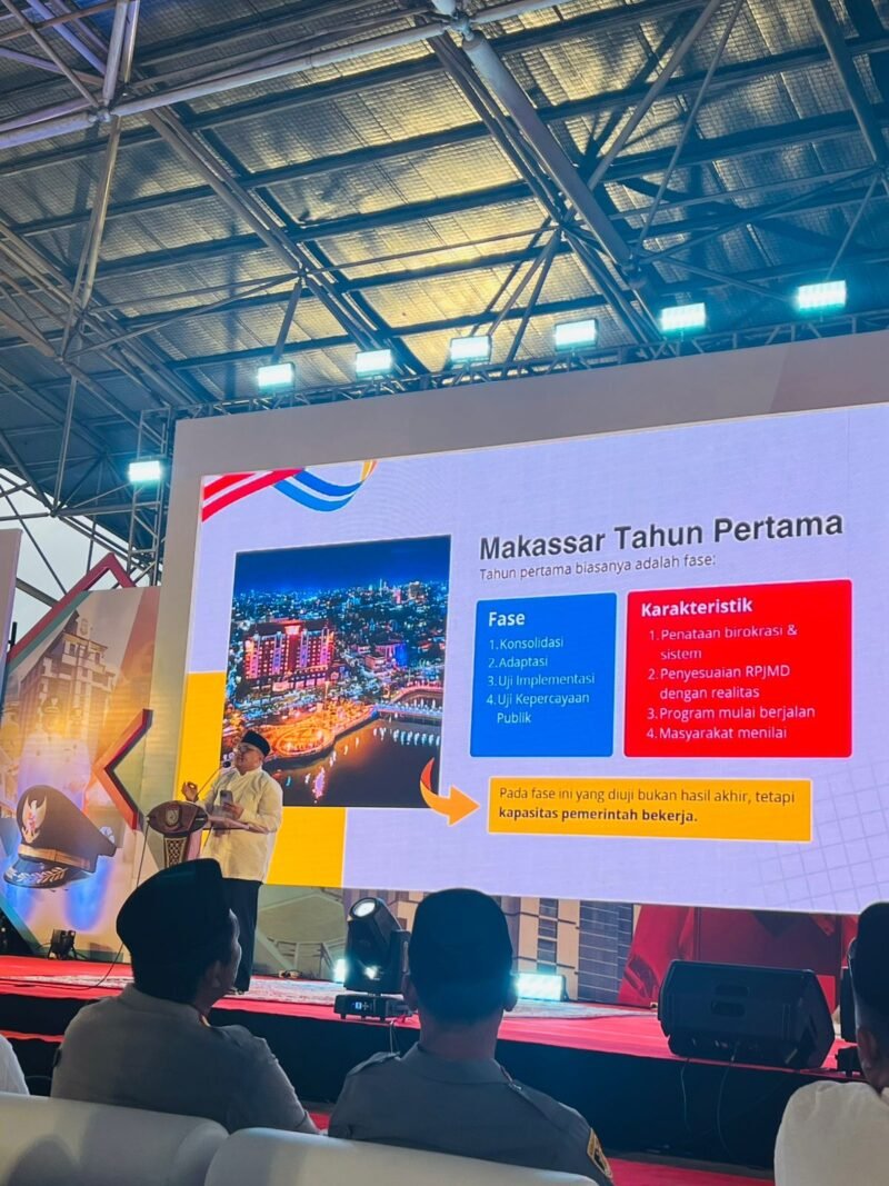 Refleksi satu Tahun kepemimpinan pasangan dengan tagline MULIA di Lapangan Karebosi, Makassar, Jumat (20/2/2026)