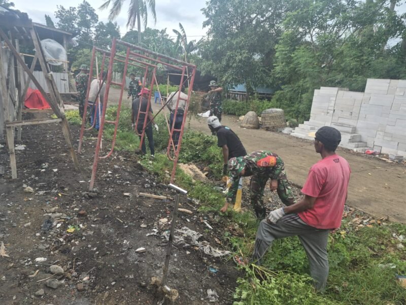 Koramil 1406-06/Pammana kembali menggelar aksi Karya Bhakti di Kelurahan Cina, Kecamatan Pammana, Kabupaten Wajo, pada Selasa (24/02/2026)