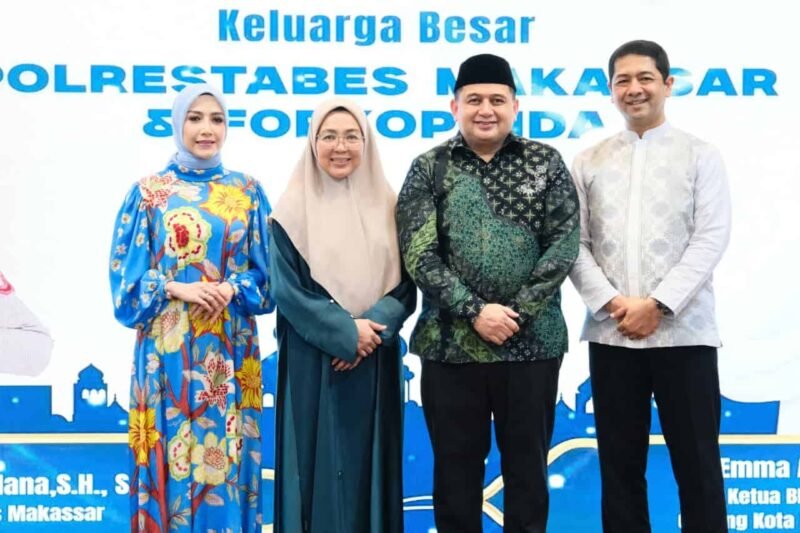 Wali Kota Makassar, Munafri Arifuddin, menghadiri kegiatan buka puasa bersama yang digelar Polrestabes Makassar di Aula Mappaodang, Minggu malam (7/3/2026)