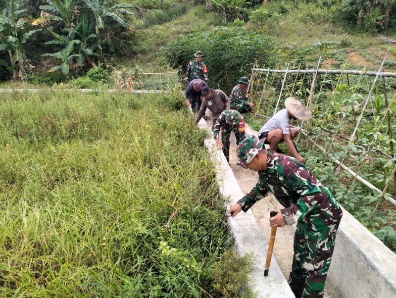 Koramil 1406-10/Pitumpanua dipimpin oleh Sertu Karman melaksanakan kegiatan Karya Bhakti pembersihan jaringan tersier pengairan sawah bersama masyarakat Desa Bulusiwa, Kecamatan Pitumpanua, Kabupaten Wajo, pada Senin (18/5/2026)