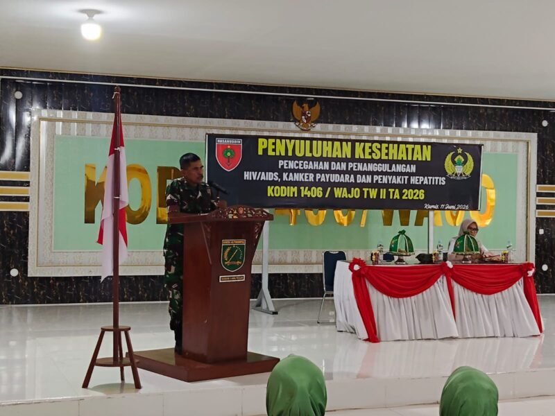 Kodim 1406/Wajo menggelar Sosialisasi Pencegahan dan Penanggulangan HIV/AIDS, Kanker Payudara, serta Penyakit Hepatitis Triwulan II Tahun Anggaran 2026