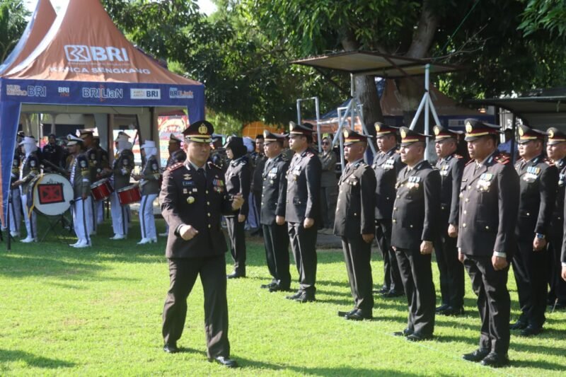 Peringatan Hari Bhayangkara ke-80 tingkat Polres Wajo berlangsung khidmat di Lapangan Mapolres Wajo, Sulawesi Selatan, Rabu (1/7/2026)