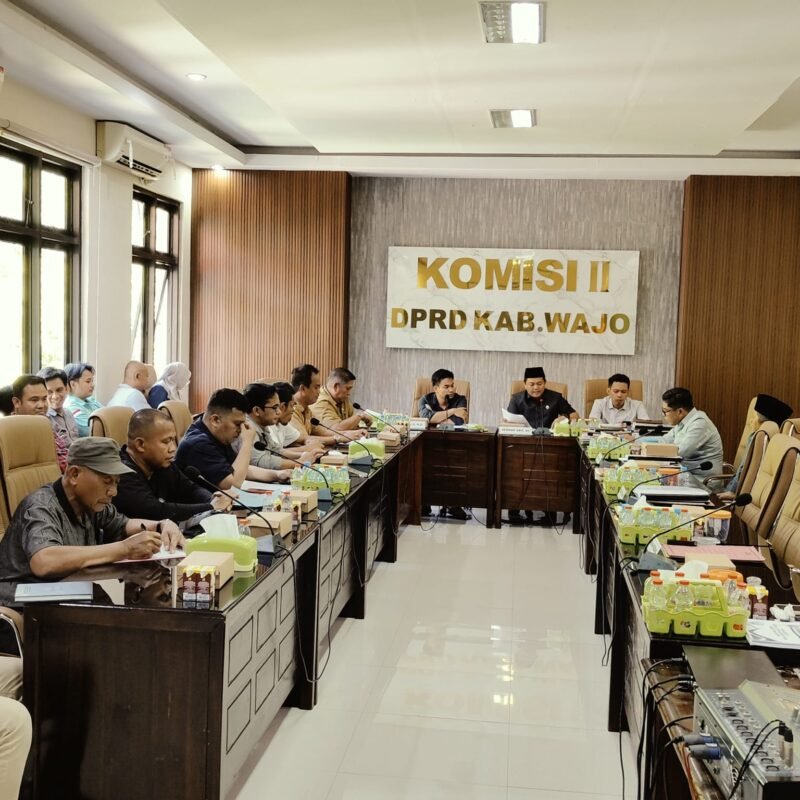 Komisi II DPRD Kabupaten Wajo menggelar Rapat Dengar Pendapat (RDP) untuk menindaklanjuti aspirasi masyarakat Desa Tellulimpoe, Kecamatan Majauleng, terkait kompensasi eks Ornament Lasalima, Senin (6/7/2026)