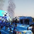 Wali Kota Makassar, Munafri Arifuddin, melepas ratusan peserta Indomaret Fun Run 2026 Makassar yang dipusatkan di Lapangan Karebosi, Minggu (12/7/2026)