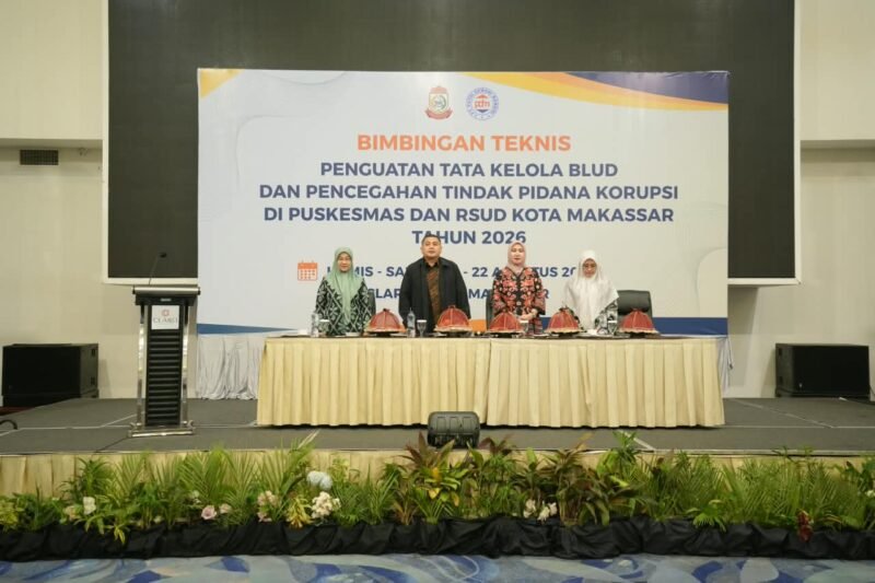 Wali Kota Makassar, Munafri Arifuddin menghadiri kegiatan Bimbingan Teknis Penguatan Tata Kelola BLUD dan Pencegahan Pidana Korupsi di Puskesmas dan RSUD Kota Makassar Tahun 2026, yang digelar di Hotel Claro Makassar, Kamis (20/8/2026) malam