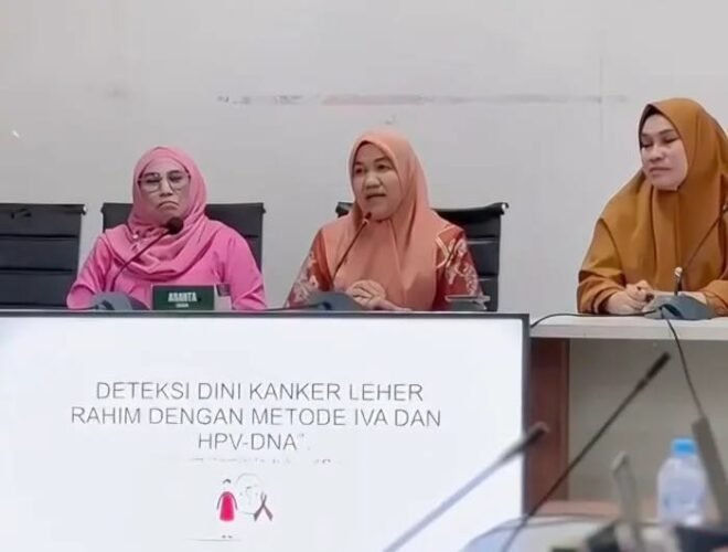 Dinas Kesehatan Makassar Gelar Pertemuan Deteksi Dini Kanker Leher Rahim dengan Metode IVA di Aula Dinas Kesehatan Kota Makassar, Kamis (9/7/2026)
