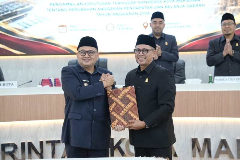 Pemerintah Kota Makassar bersama DPRD Kota Makassar menyepakati dan mengesahkan Anggaran Pendapatan dan Belanja Daerah (APBD) Perubahan Tahun Anggaran 2026 sebesar Rp5,26 triliun di Aula Sipakatau, Balai Kota Makassar, Rabu (30/9/2026)