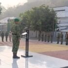 Kodim 1406/Wajo menggelar upacara bendera rutin hari Senin di lapangan Makodim 1406/Wajo, Jalan Kejaksaan No. 55, Kelurahan Bulupabbulu, Kecamatan Tempe, Kabupaten Wajo, Senin (19/10/2026)